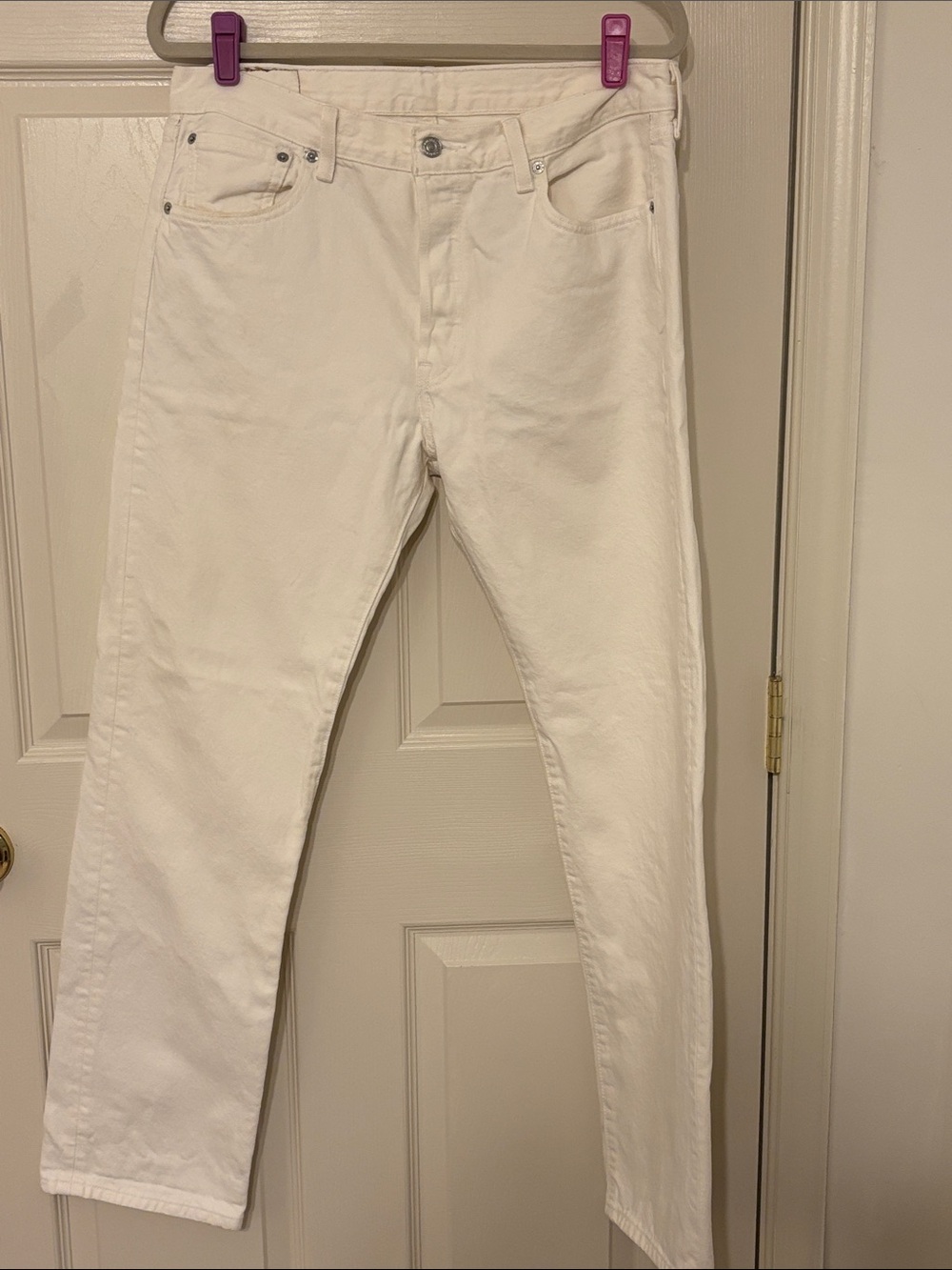 Levi's Men's Cream-Off White Button Fly 501 Jeans 34 X 32